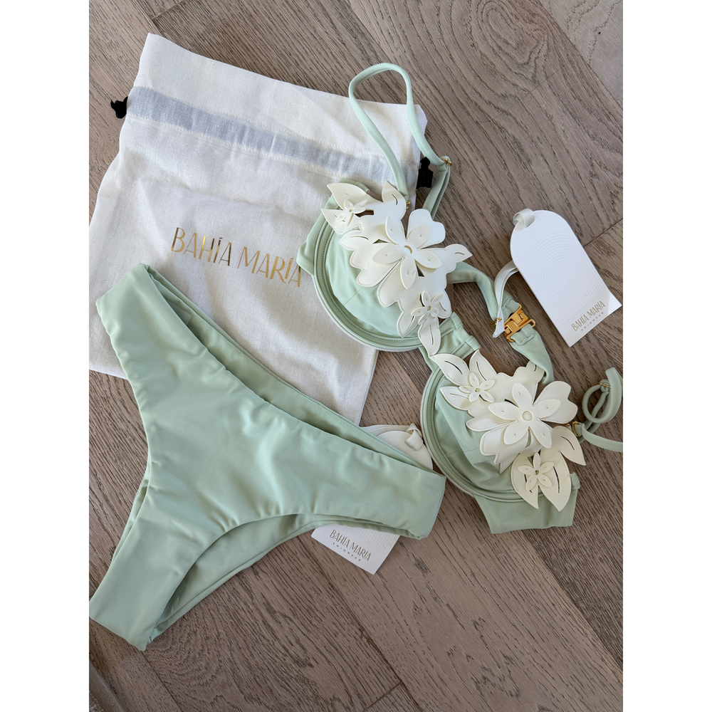 Bahia Maria Green Floral Applique Bikini Swimsuit Set - Picture 5 of 5